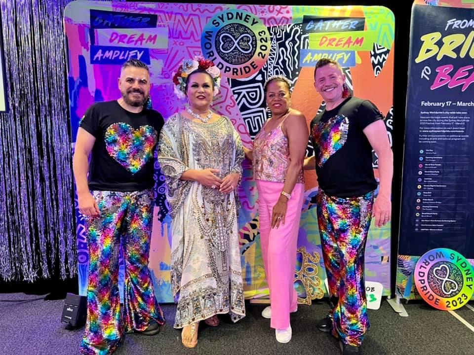 With SG&LMG Board Director Giovanni Campolo-Arcidiaco and his husband Ingmar Bulk and Director of Fiji Fashion Week Ellen Whippy-Knight
